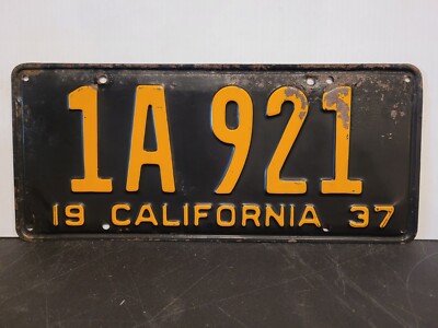 First California Tag 1937 California License Plate Tag Original. | eBay