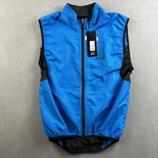 GARNEAU Shirt Mens XL Blue Full Zip Vented Sleeveless Cycling Mesh Top NWT