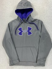 Under Armour Storm Stitched Logo Hoodie Sweatshirt Men's Medium Gray/Purple