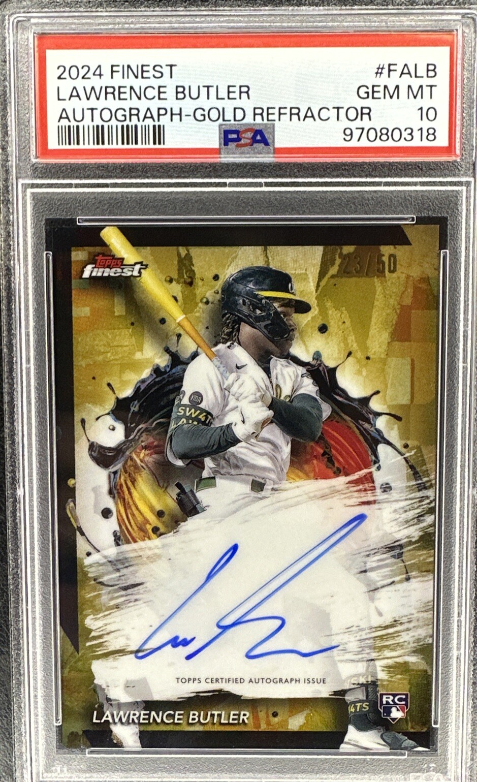 2024 Topps Finest Lawrence Butler Rookie Gold Refractor Auto #23/50 #FA-LB RC