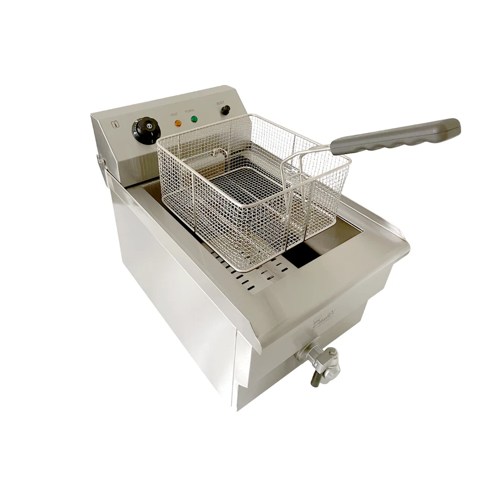 Davlex commercial electric deep fat chip fryer 13 litre tank single basket drain
