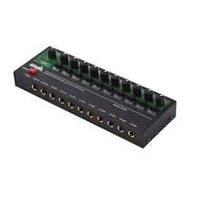 10 Channels Stereo Mono Modes Audio Mixer 6.35mm Input Output TRS/TS Jacks