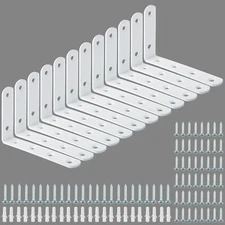 12 Pack Floating Shelf BracketsWhite Heavy Duty L Bracket Corner BraceStainle...