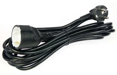 5 m Verlängerungskabel Schuko Strom Verlängerung Kabel H05VV-F schwarz 3x1,5 mm²