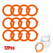 12 Pack Silicone Gasket Airtight Rubber Seals Rings For Mason Jar Lids Orange