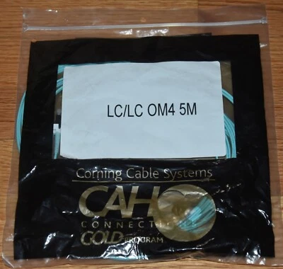 Corning Cable Systems 5m LC/LC OM4 MMF Cable GOLD Program, Brand New, USA Assmbl - Image 1 of 4