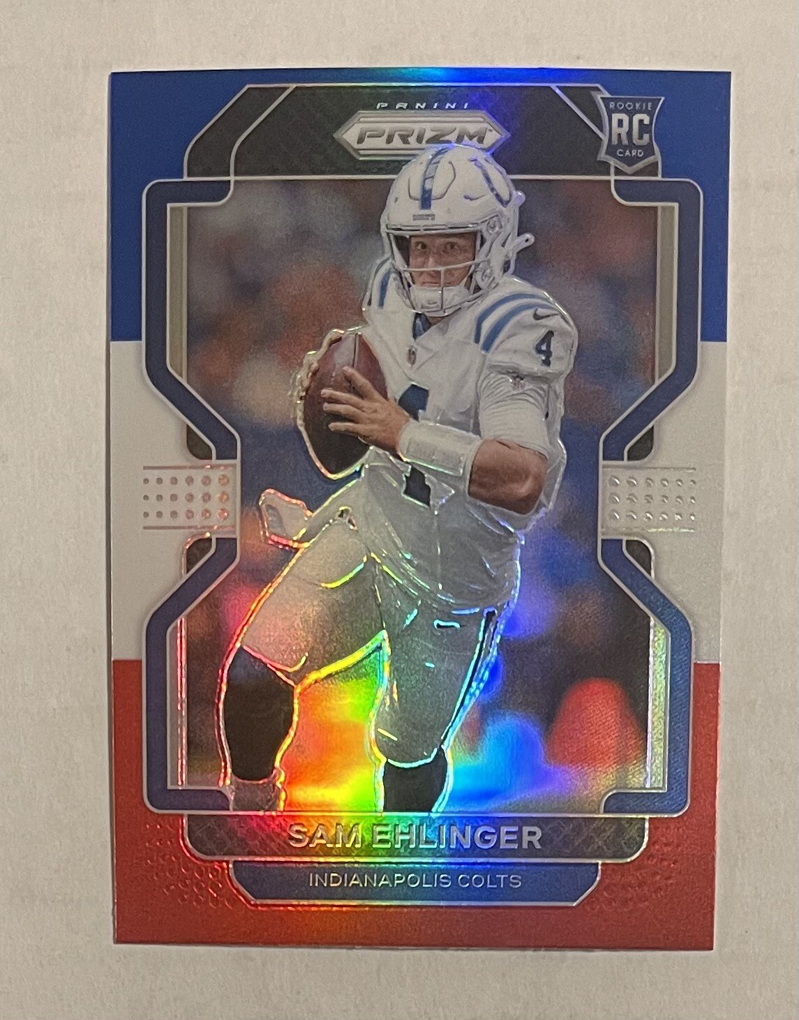 2021 Panini Prizm #395 Sam Ehlinger Red White Blue RC Rookie Card Colts