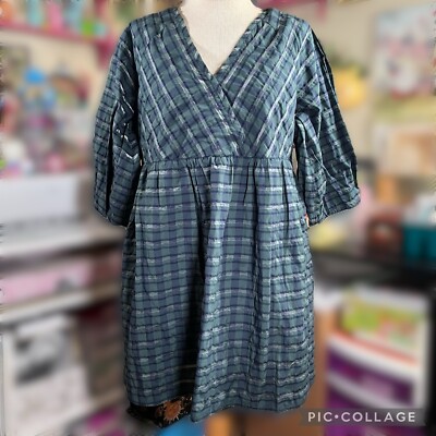 Madewell Marianna Plaid Dress Green Tartan Puff Sleeve Mini Grunge Academia  M | eBay