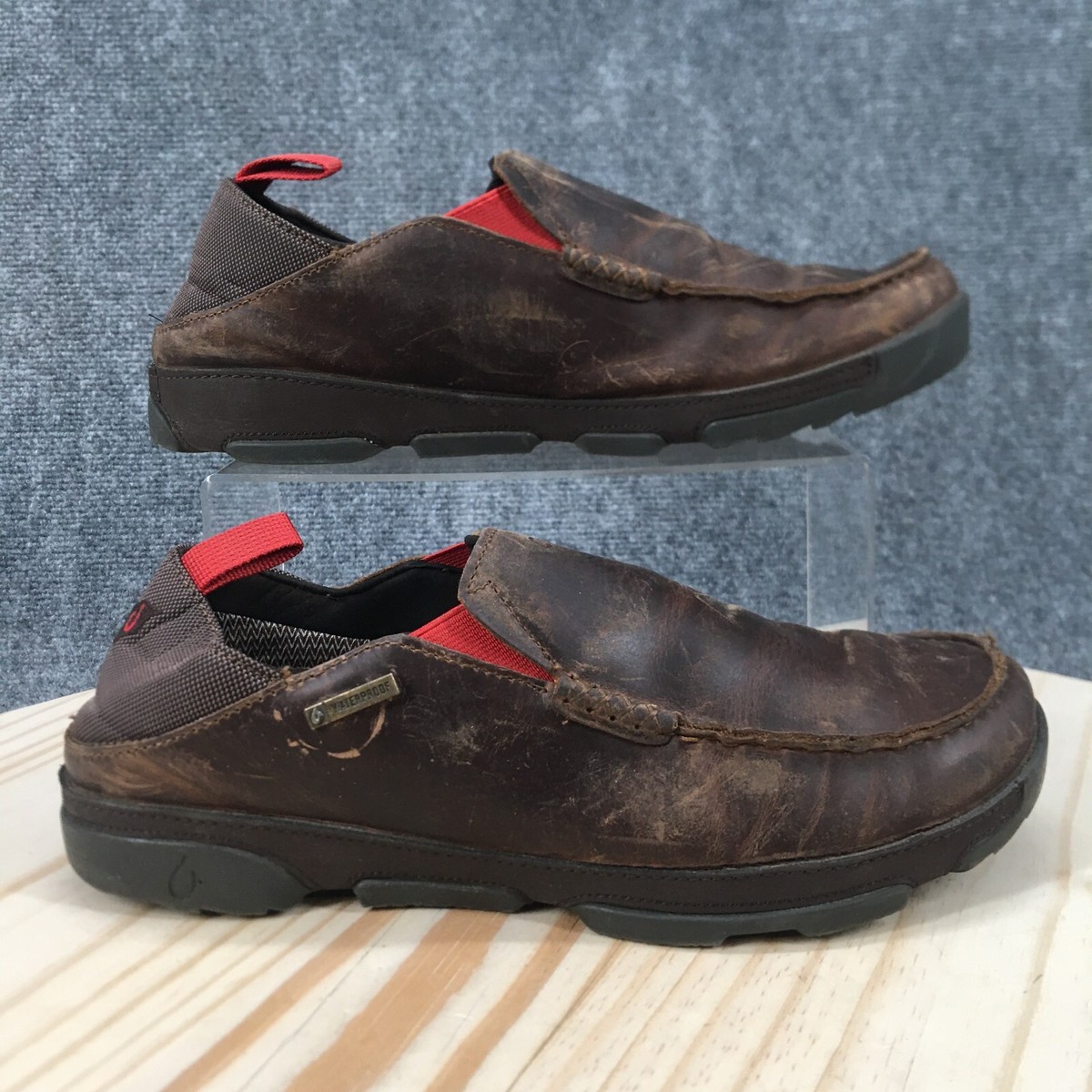 MEN\'S OLUKAI LEATHER BROWN LEATHER SLIP ON LOAFERS (sz US 9.5 or EURO 42.5) OluKai Moloā Men main image 4