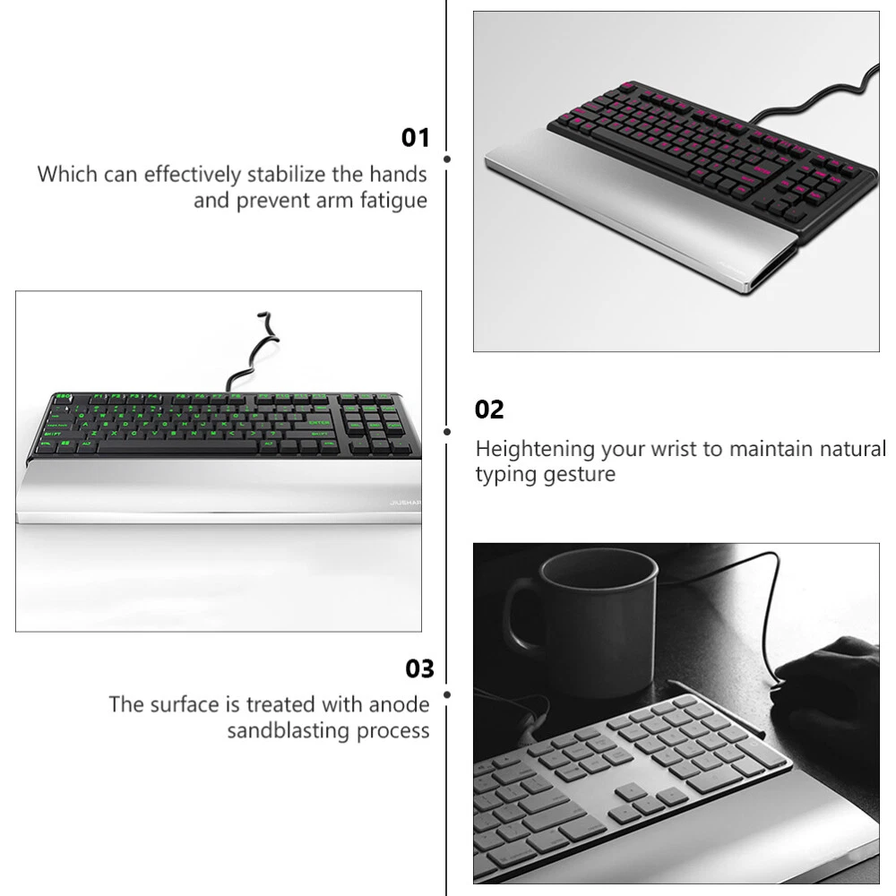 Aluminum Alloy Mechanical Keyboard Wrist Rest in Silver