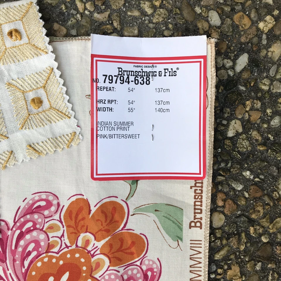 Brunschwig & Fils INDIAN SUMMER Pink Bittersweet Sample One Yard Of Fabric - Image 2 of 4