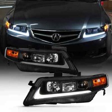 Black Smoked 2004-2008 Acura Tsx Cl9 Led Tube Projector Headlights Leftright