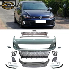 Fits 15-17 Golf 7 MK7 GTI Type Front Bumper Conversion + Mesh Grille