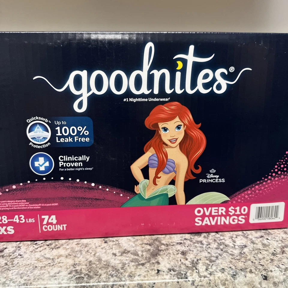 Roupa íntima noturna para meninas Goodnites, XS (28-43 lb), 74 unidades - Imagem 2 de 2