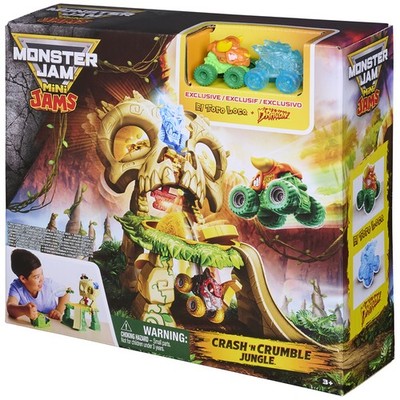 Monster Jam Mini Jams Crash 'N Crumble Jungle Spielset mit exklusiven Trucks
