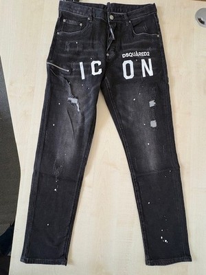 Dsquared2 Cool Guy Jeans Size 32 TG 48 DSQ083 Herren Hose NEU Patches schwarz