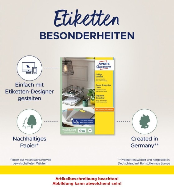 Avery Zweckform Universal-Etiketten, 210 X 297 Mm, Blau-image