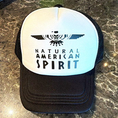 Natural American Spirit Black & White Mesh Trucker Snapback Hat Cap