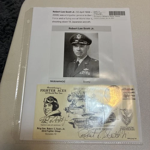 WW2 Flying Ace Pilot General Robert Lee Scott Jr. Signed First Day Cover COA