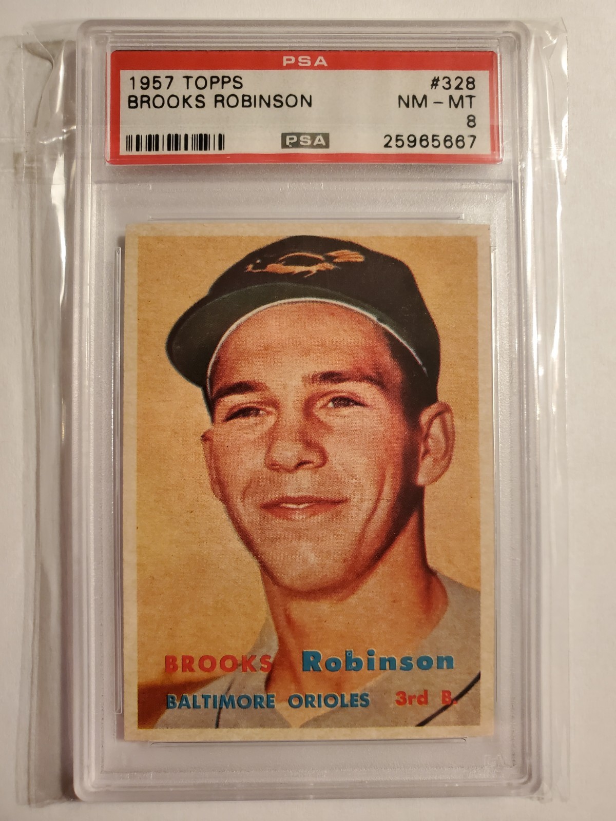 Brooks Robinson 1957 Topps High Number Rookie Card #328 PSA 8 NM-MT, Centered!!