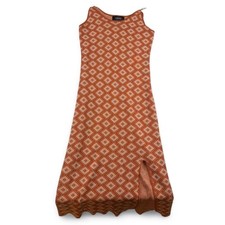 Women's Cider Orange & Cream Maxi Dress Gold Chain Straps - Size Large