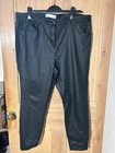 Next Womens Plus Size Faux Leather Trousers 22 Regular Black Pockets High Rise