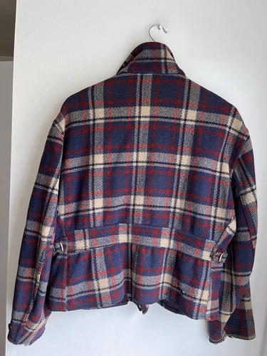1940s Vintage WW2 Sportclad Plaid Cinch-Back Short Wool Jacket Antique Workwear - Picture 16 of 24