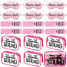 18 Pcs Sleepover Party Supplies Spa Party Favors, 6 Satin Eye Masks 6 Makeup ...