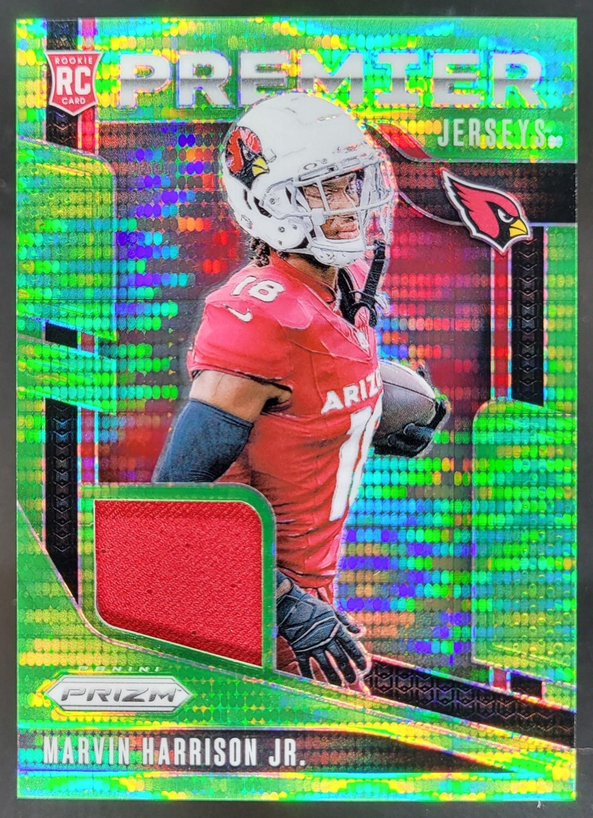 2024 Panini Prizm Marvin Harrison Jr. Premier Jerseys Green Pulsar MEM RC CK3