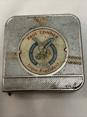 Fraternal Order of Eagles FOE Vintage Silver Tone Promotional Measuring Tape