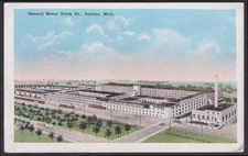 Bird's-eye view GMC General Motors Truck Factory Pontiac MI postcard 1920s