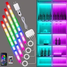 RGB Shelf Lights 4 PCS 12 Inch LED Bars for Night Ambient Lighting Multiple