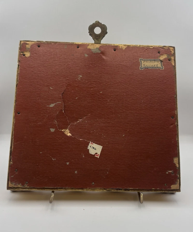 Printemps Boucher 19th Century Antique Miniature Painting Oil And A Old Frame - Image 4 of 4