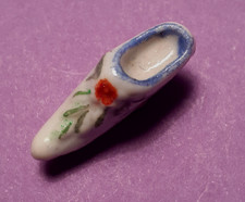SABOT porcelaine émail  décor floral orange filet bleu Long.2,7cm