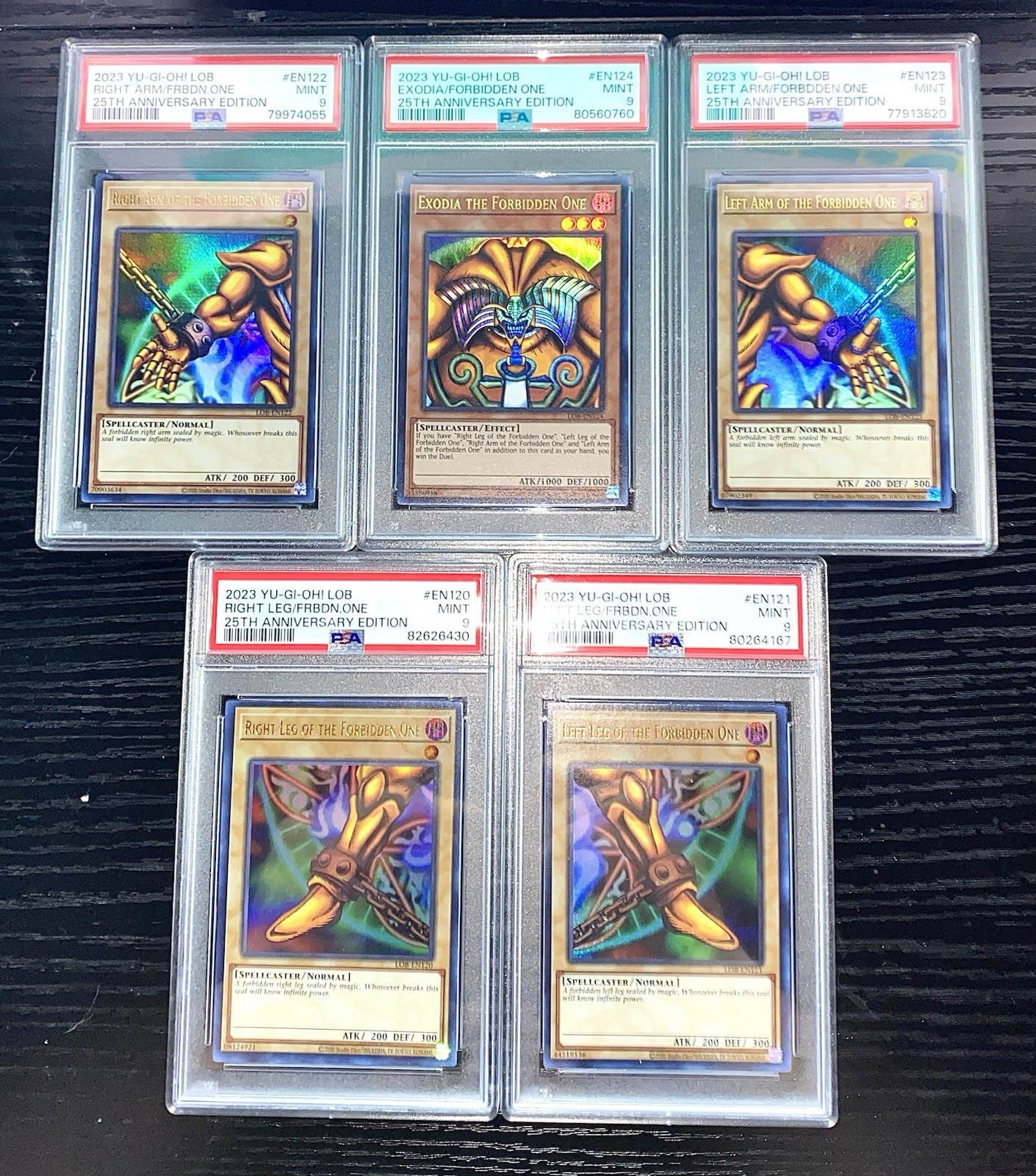 Yugioh -Exodia Full 5 Piece Set- LOB 25th Anniversary, PSA 9 Ultra Rare Mint