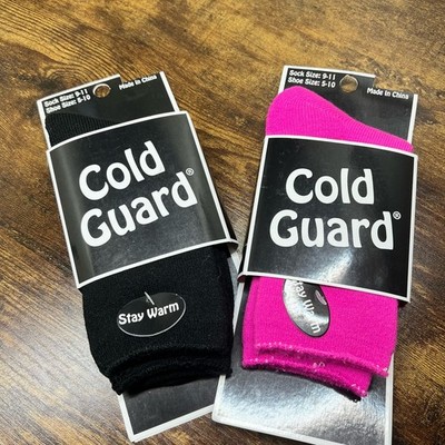 Bundle of 2 Cold Guard Socks Heat Retainer Knit Yarn Unisex Pink Black Winter 