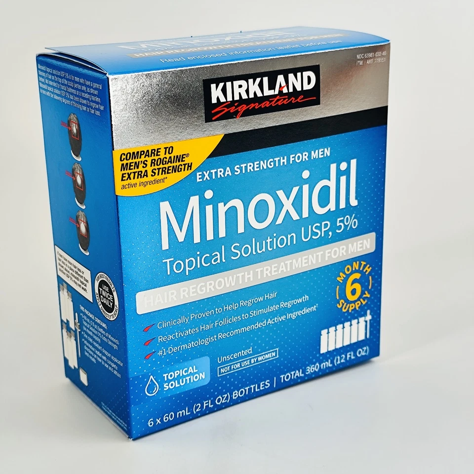 KIRKLAND Minoxidil 5% Extra Strength Men Hair Regrowth Solution 6 Months Supply - Image 4 of 4