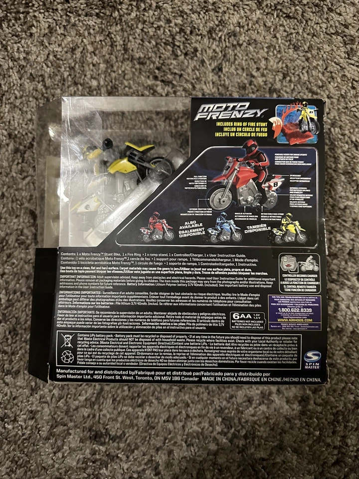 Air Hogs Radio Remote Control RC Moto Frenzy Yellow Motorcycle 2010 SPIN MASTER - Image 2 of 3