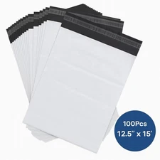 100 White Poly Mailers 12x15.5 Self Seal Shipping Envelopes Mailing Bags