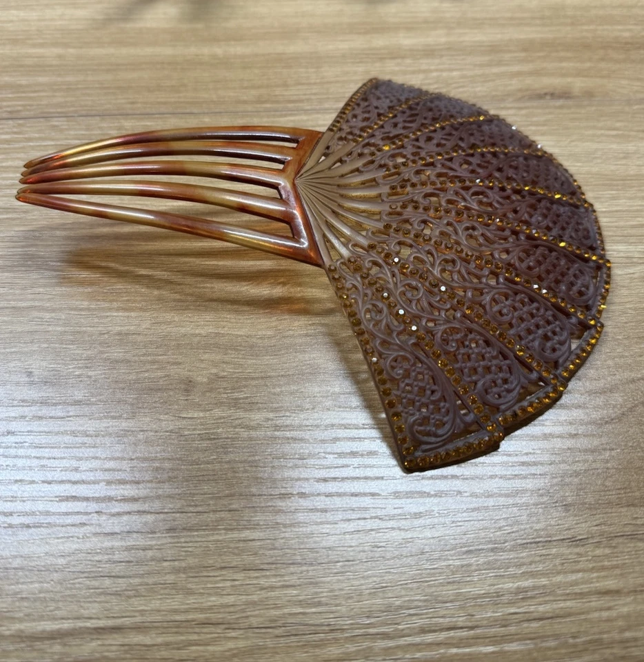 Antique tortoise shell hair comb, Spanish mantilla style, Art - Image 3 of 4