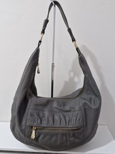 Grey Genuine Leather Hobo Shoulder Bag Gold Hardware Slouchy Work BAG shopping