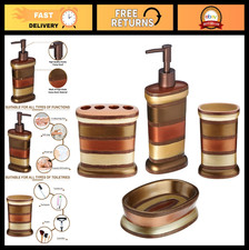4pc Stylish Bathroom Accessories Set - Soap Dispenser, Tumbler, Toothbrush Holde