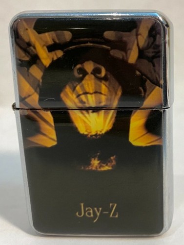 Jay-Z Flint Wheel Butane Windproof Lighter w/The Black Album Artwork Barely Used