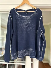 EUC FDJ French Dressing Jean Blue White Vintage Wash Sweater XXL Causal Everyday