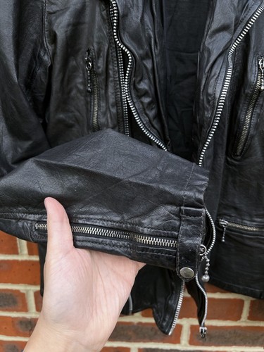 All Saints Mens REPLICA Leather Biker Jacket Large Moto Bomber Rock 4 - Picture 19 of 20