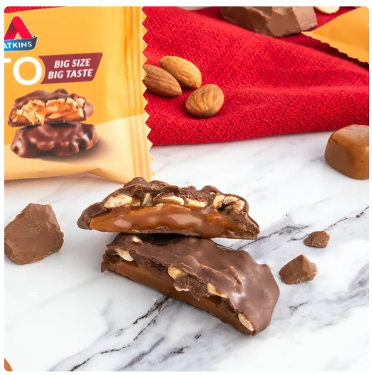 Atkins Keto Caramel Almond Clusters, Gluten Free, High in Fiber, Low