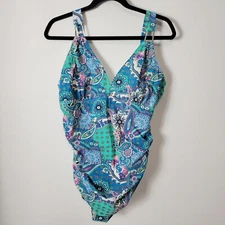 Spanx Love Your Assets Size XL One Piece Swimsuit Paisley Slimming Body Shaping