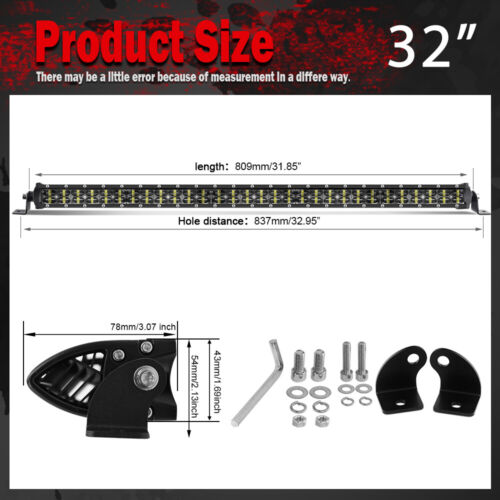 32'' LED Light Bar Dual Row Spot Flood Combe Fit Polaris RZR 900 S XP 1000 UTV - Picture 3 of 15
