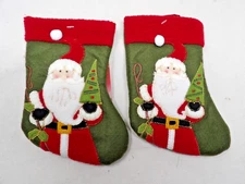 2 NWT Matching Home Accents 8" Mini Santa Christmas Stockings -C-