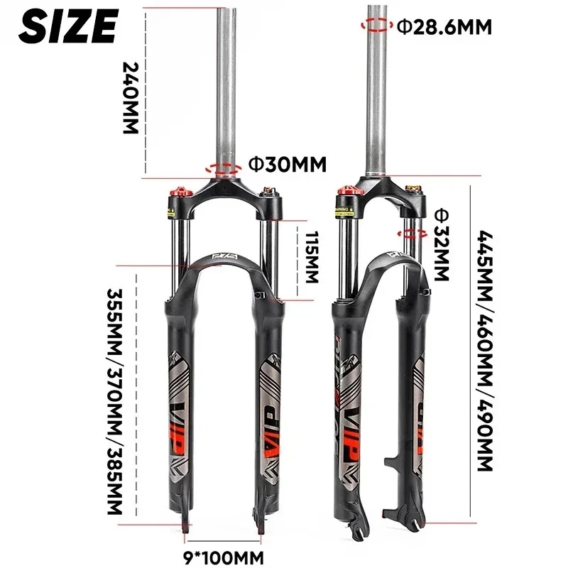26/27.5/29inch Travel 100mm MTB Bicycle Air Suspension Front Fork Spring Fork QR - Image 3 of 4